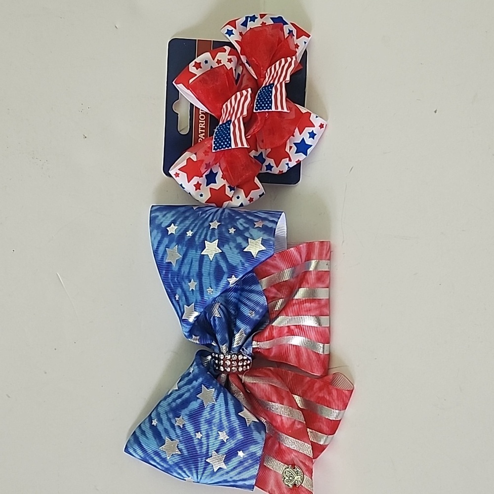 Patriotic red white and blue hair bow clip Jojo bow